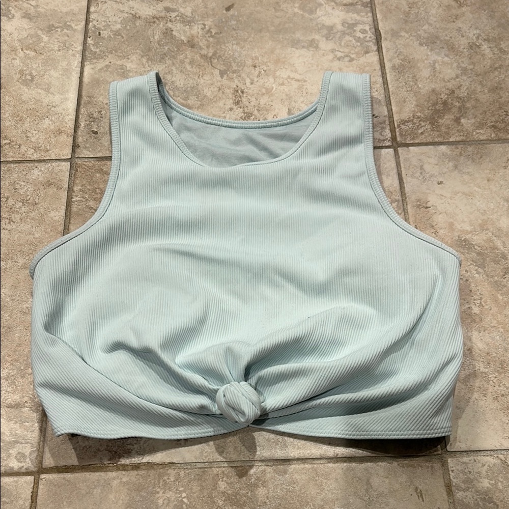 Light Blue Sleeveless Knotted Top